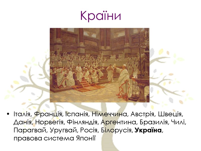 Країни Італія, Франція, Іспанія, Німеччина, Австрія, Швеція, Данія, Норвегія, Фінляндія, Аргентина, Бразилія, Чилі, Парагвай,
